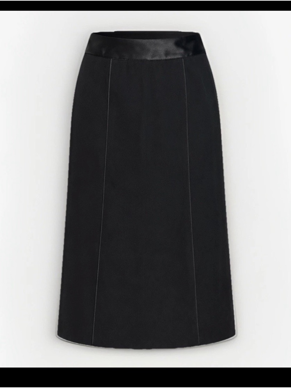 H&M Black Midi A-Line Skirt with Satin-Look Waistband